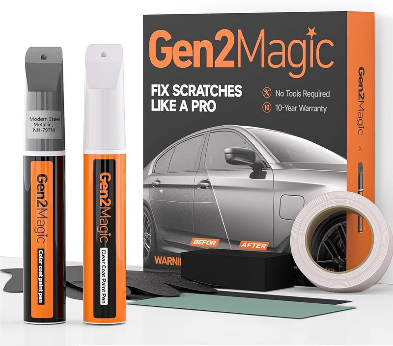 Gen2Magic Modern Steel Metallic Touch Up Paint Pen Kit for Honda [Clear Coat Included], NH-797M Color Match for Scratches, Rock Chips, Bumper Dings, Easy Scratch Repair & Rust Remover for Honda - Image 1